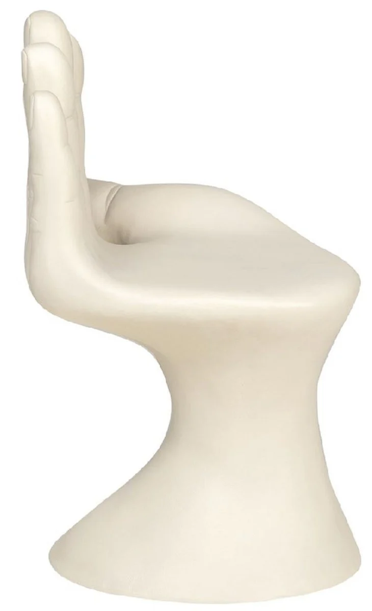 Luxus Designer Stuhl Hand Cremeweiß 60 x 50 x H. 89 cm - Fiberglas Stuhl - Luxus Möbel - Designer Möbel - Fiberglas Möbel
