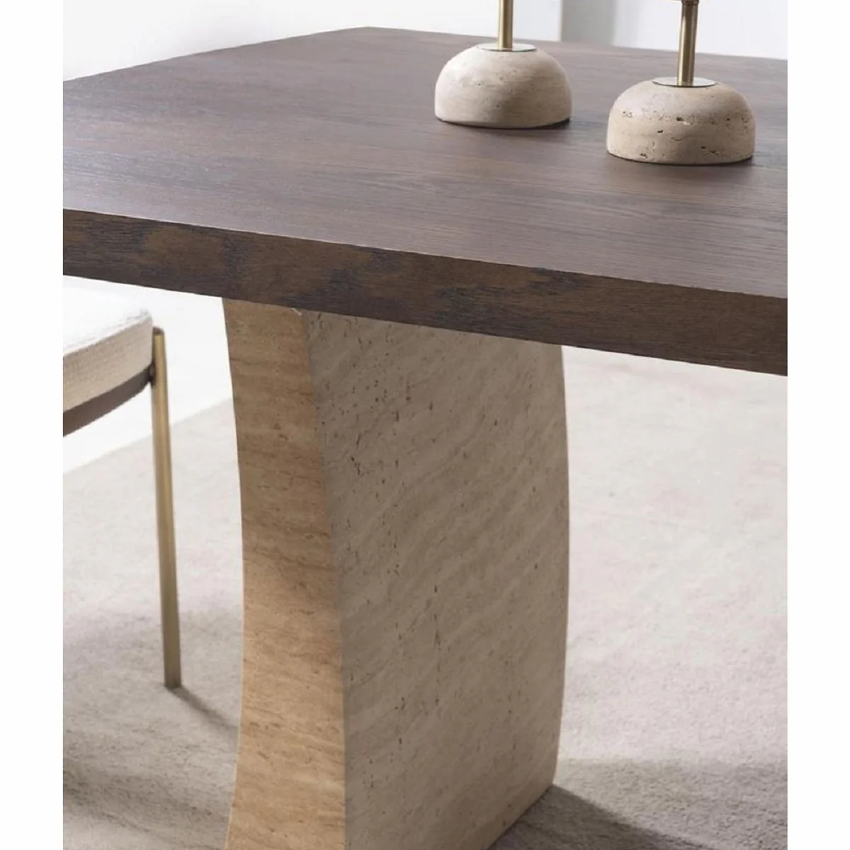 Luxus Esstisch Braun / Beige 208 cm - Hotel & Esszimmer Möbel