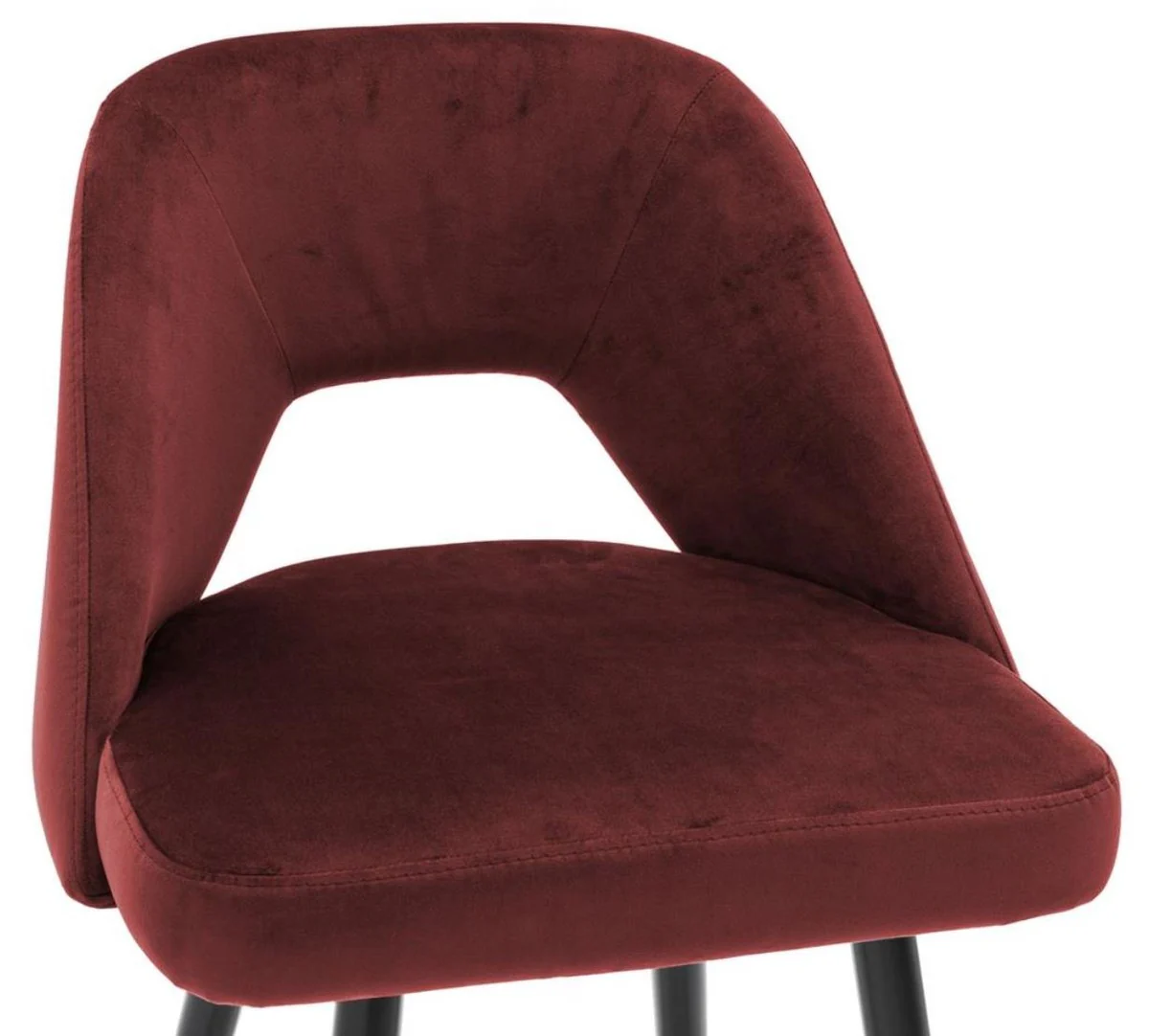 Luxus Barstuhl Bordeauxrot / Schwarz 50 x 50 x H. 100 cm - Luxus Barhocker mit Rückenlehne