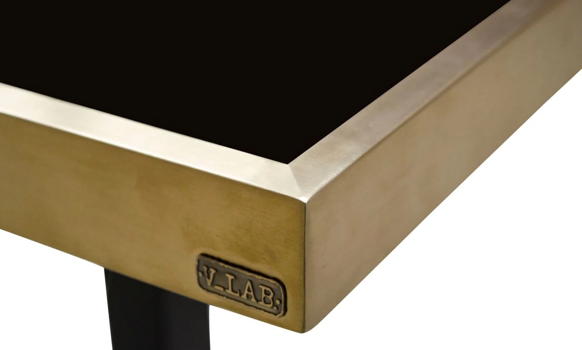 Luxus Esstisch Schwarz / Gold 70 x 70 x H. 76 cm - Esszimmermöbel