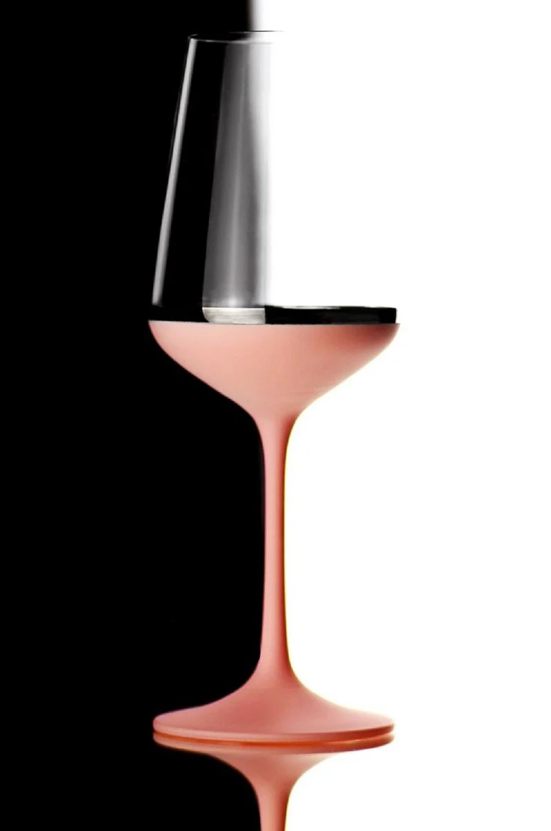 Luxus Rotweinglas 6er Set Altrosa / Silber Ø 8,5 x H. 24 cm - Handgefertigte und handbemalte Weingläser - Hotel & Restaurant Accessoires - Luxus Qualität