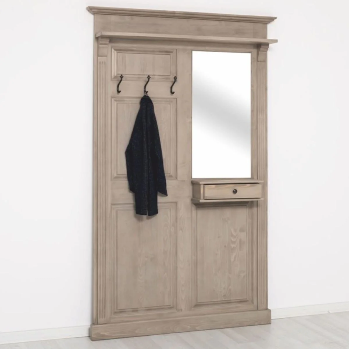 Landhausstil Garderobe Grau 131 x 19 x H. 219 cm - Landhausstil Garderobenmöbel
