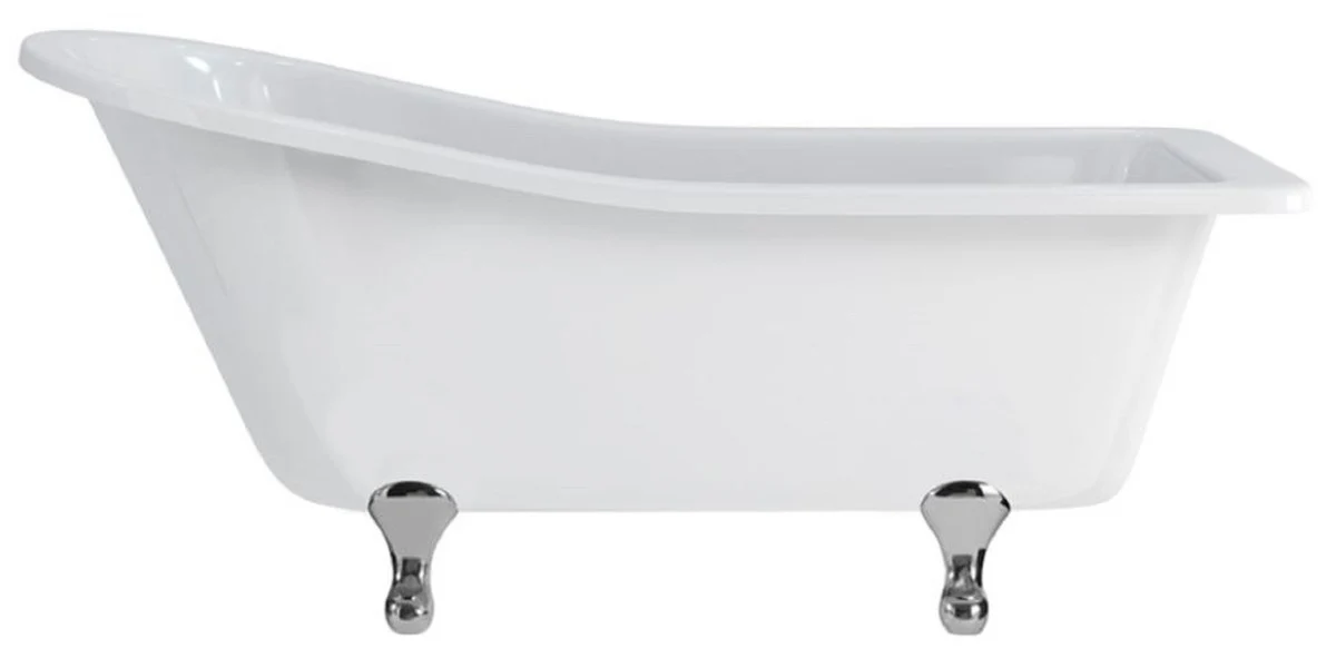 Luxus Jugendstil Badewanne Weiß / Silber 169 x 73 x H. 77 cm - Freistehende Retro Acryl Badewanne - Nostalgische Retro Badezimmer Möbel