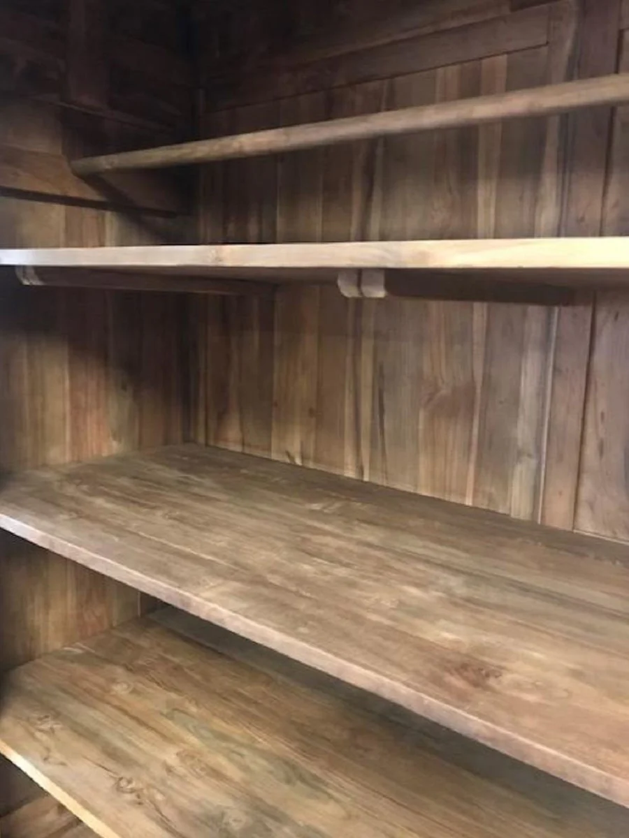 Landhausstil Teakholz Schlafzimmer Schrank Braun 188 cm