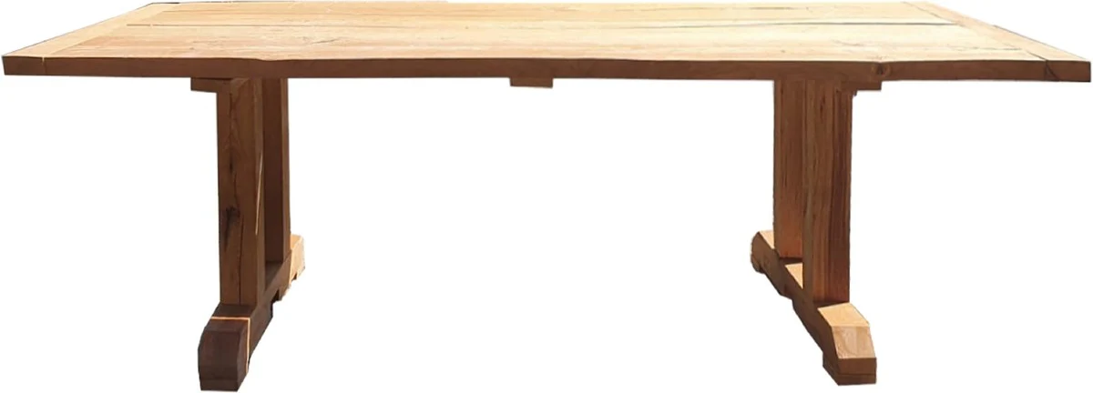 Massivholz Esstisch Naturfarben 228 x 96 x H. 77 cm - Rustikaler Küchentisch aus massivem Eichenholz - Esszimmer Möbel