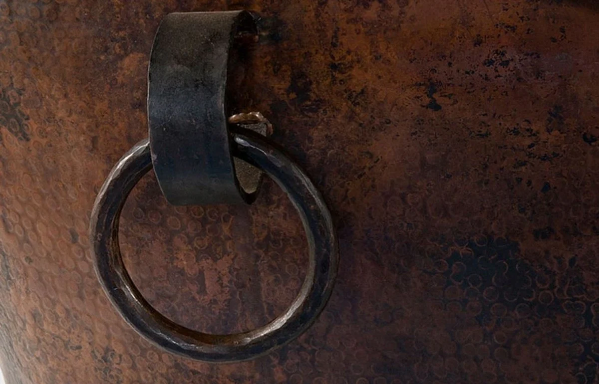 Luxus Jugendstil Kupfer Badewanne mit dekorativen Griffen 170 x 81 x H. 81 cm - Freistehende Retro Badewanne - Rustikale Badezimmer Möbel