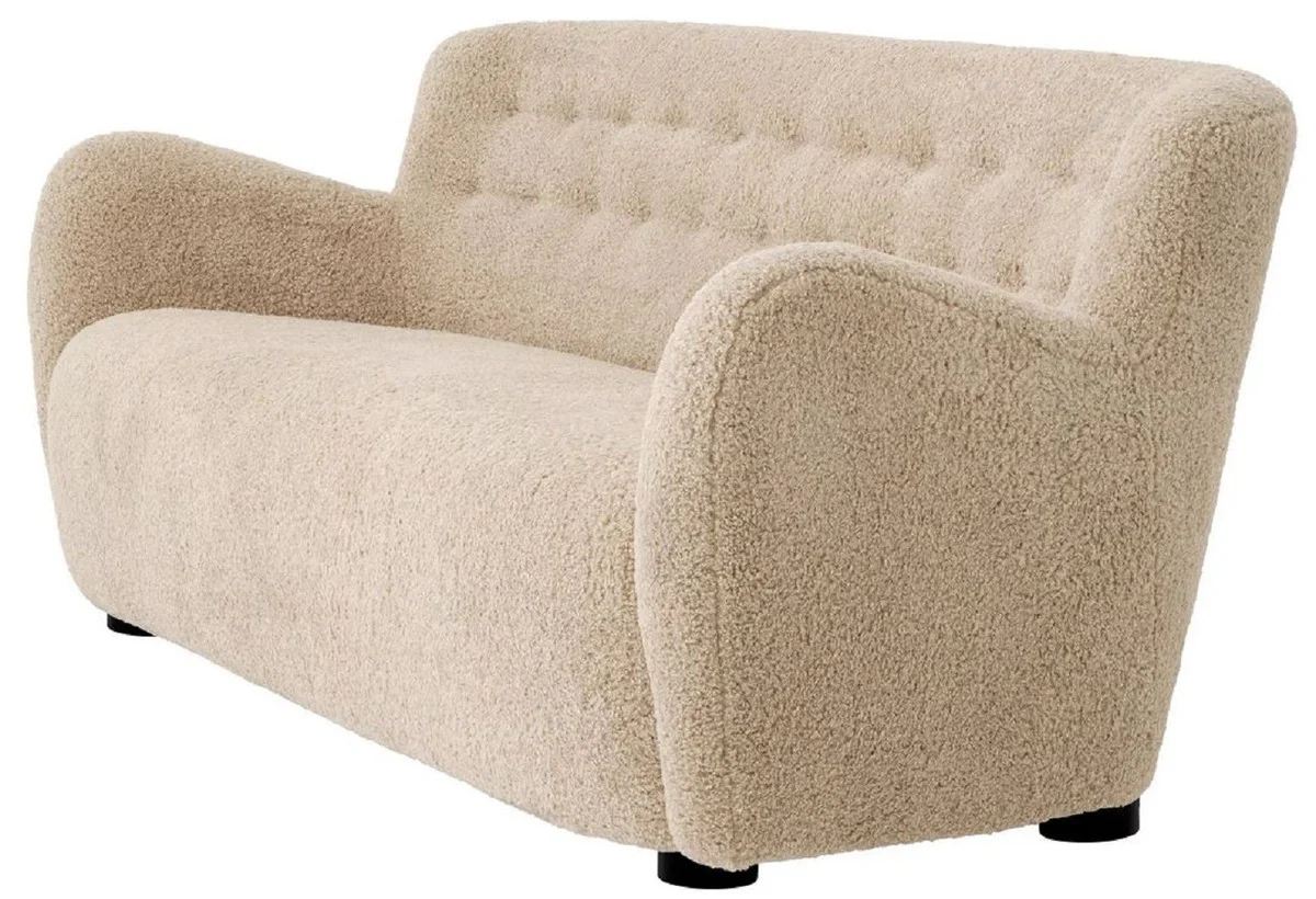 Luxus Sofa Sandfarben / Schwarz 188 x 87 x H. 80 cm - Wohnzimmer Sofa - Hotel Sofa - Wohnzimmer Möbel - Wohnzimmer Einrichtung - Hotel Möbel - Luxus Möbel - Luxus Einrichtung