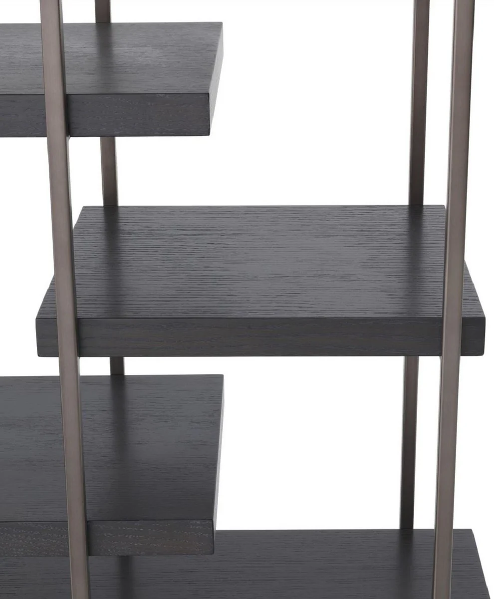 Luxus Regalschrank Schwarz / Bronze 166 x 45 x H. 222 cm - Bücherschrank - Wohnzimmerschrank - Büroschrank