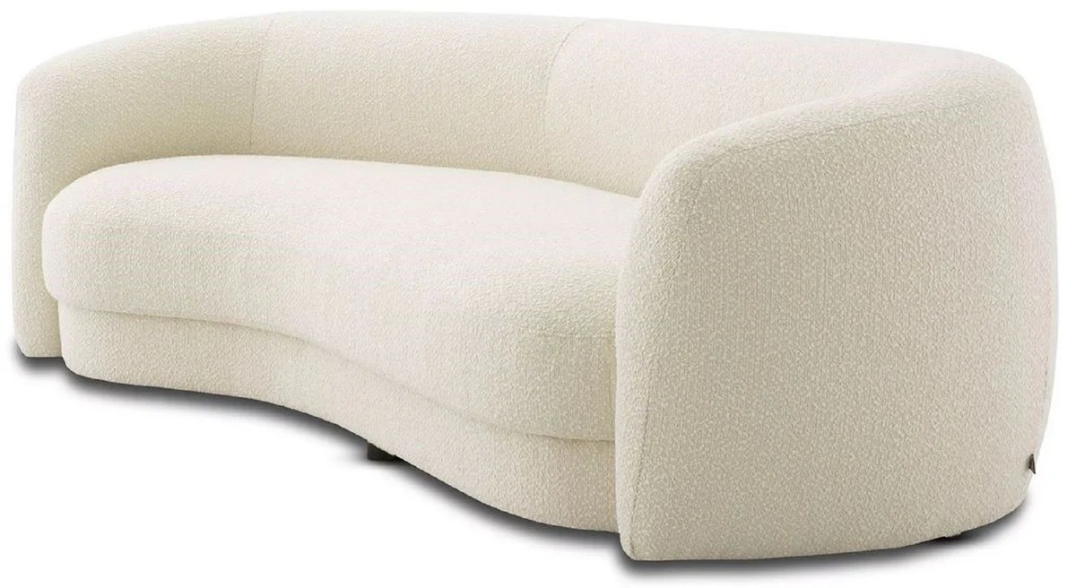 Luxus Sofa Elfenbein / Schwarz 232 x 95 x H. 70 cm - Gebogenes Wohnzimmer Sofa - Wohnzimmer Möbel - Luxus Möbel - Wohnzimmer Einrichtung - Luxus Einrichtung - Luxus Qualität