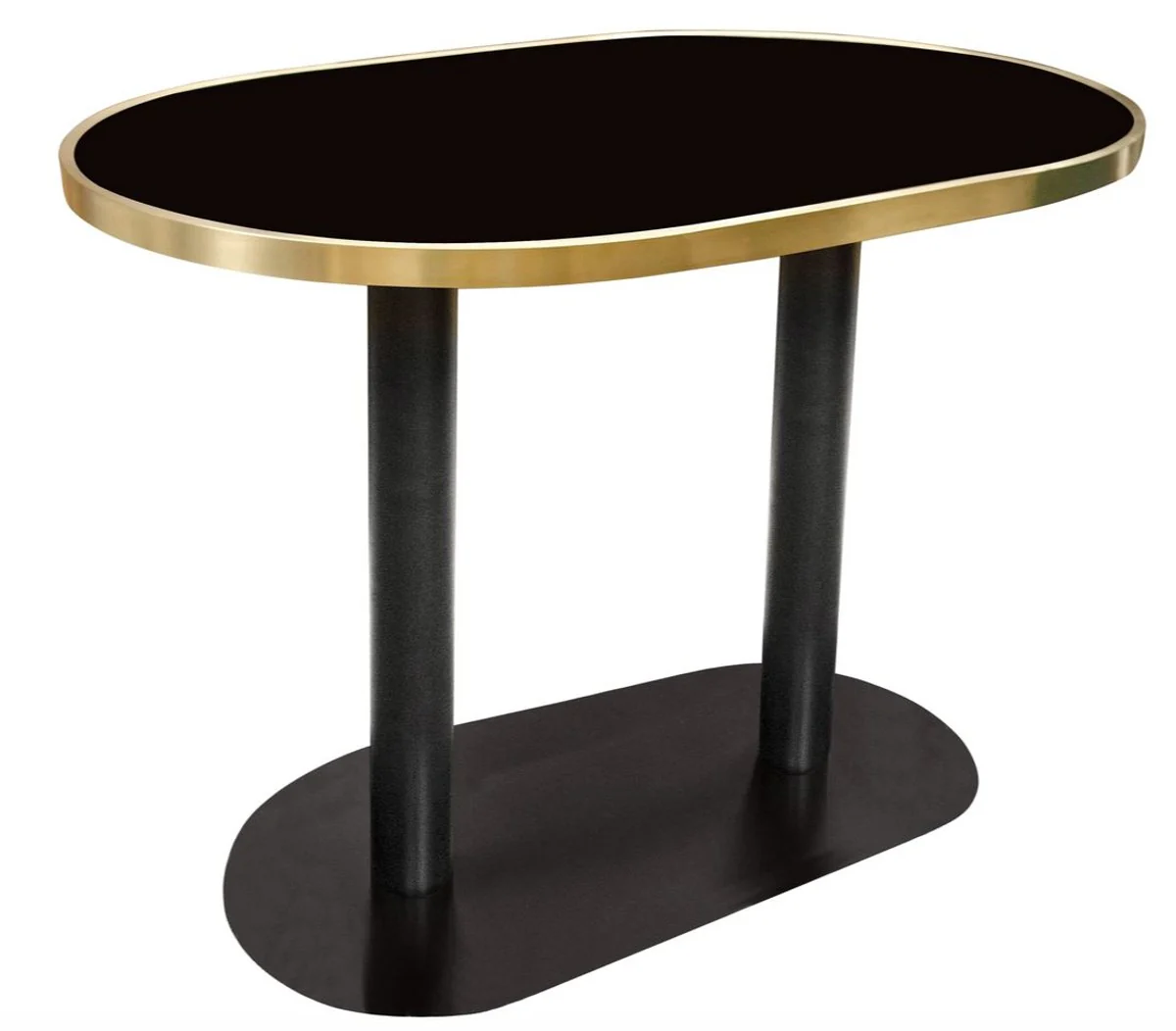 Luxus Esstisch Schwarz / Gold 110 x 70 x H. 76 cm - Designer Esszimmermöbel