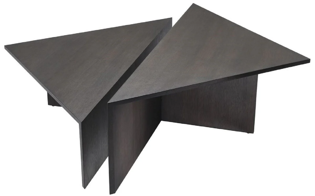 Luxus Couchtisch Set Mokkafarben - 2 Eichenfurnier Wohnzimmertische - Wohnzimmer Möbel - Luxus Qualität