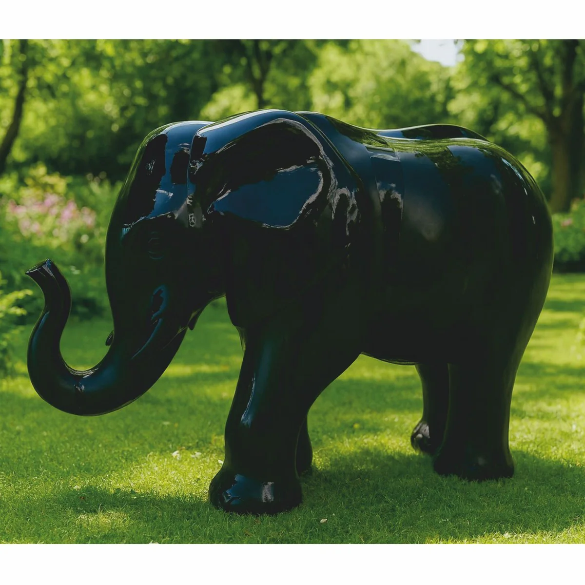 Deko Skulptur Elefant Schwarz 84 x H. 57 cm - Deko Figur