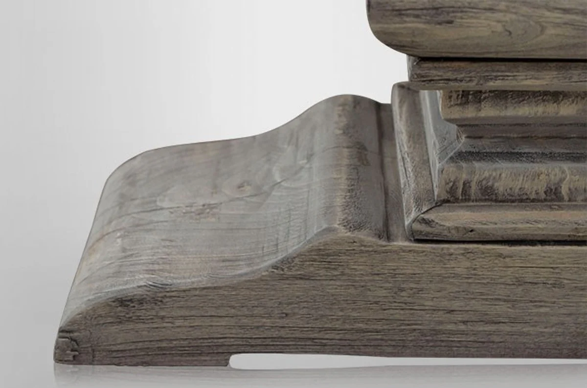 Landhaus Couchtisch Eiche Rustic Grey 140 x 80 cm- Barock Stil Salon Wohnzimmer Tisch Eiche Massiv