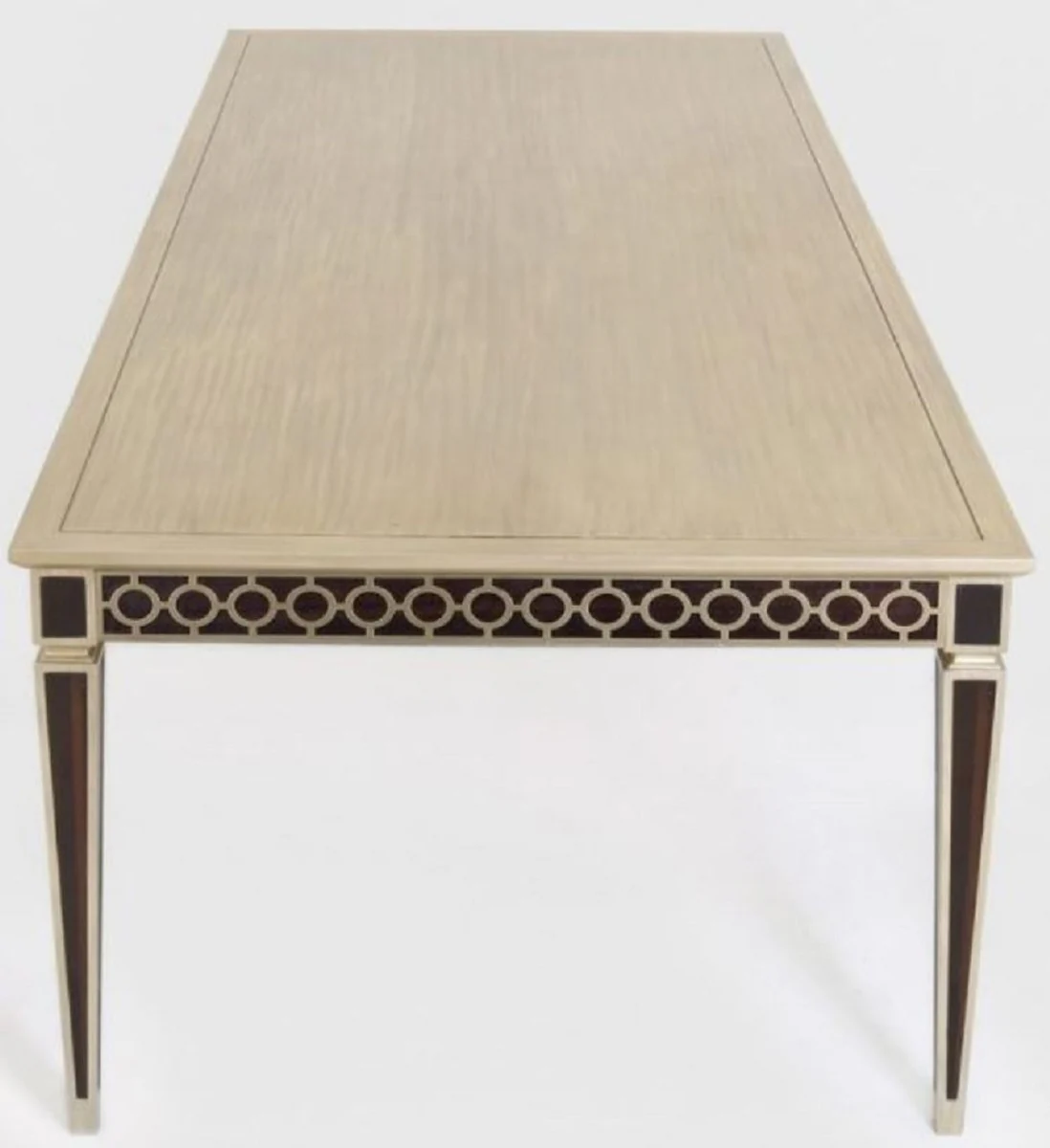 Luxus Barock Esstisch Schwarz / Silber 240 x 110 x H. 78 cm - Massivholz Küchentisch - Esszimmertisch - Esszimmer Möbel im Barockstil