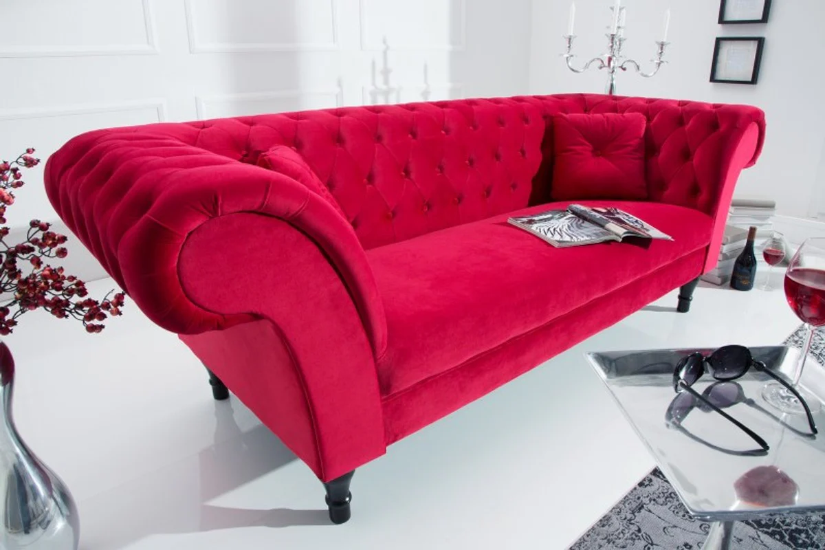Chesterfield Sofa in Rot 225 x 90 x H. 79 cm - Designer Chesterfield Sofa