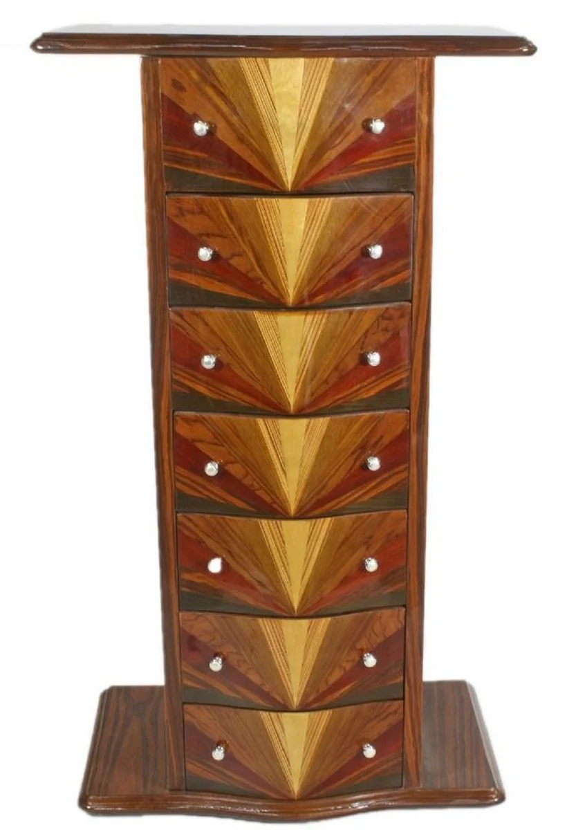 Art Deco Mahagoni Kommode mit 7 Schubladen und Ablagefläche Braun 70 x 40 x H. 120 cm - Art Deco Möbel