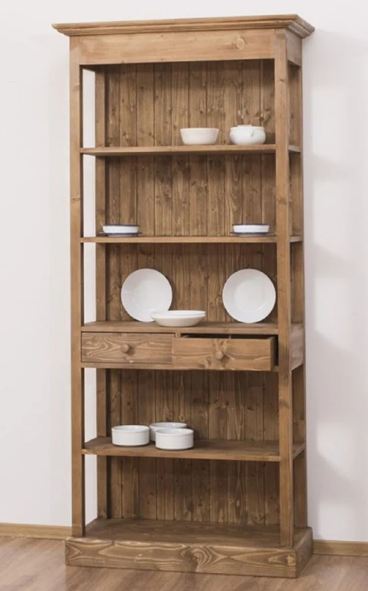 Landhausstil Schrank Braun 91 x 39 x H. 197 cm - Landhausstil Massivholz Esszimmer Schrank - Landhausstil Massivholz Möbel