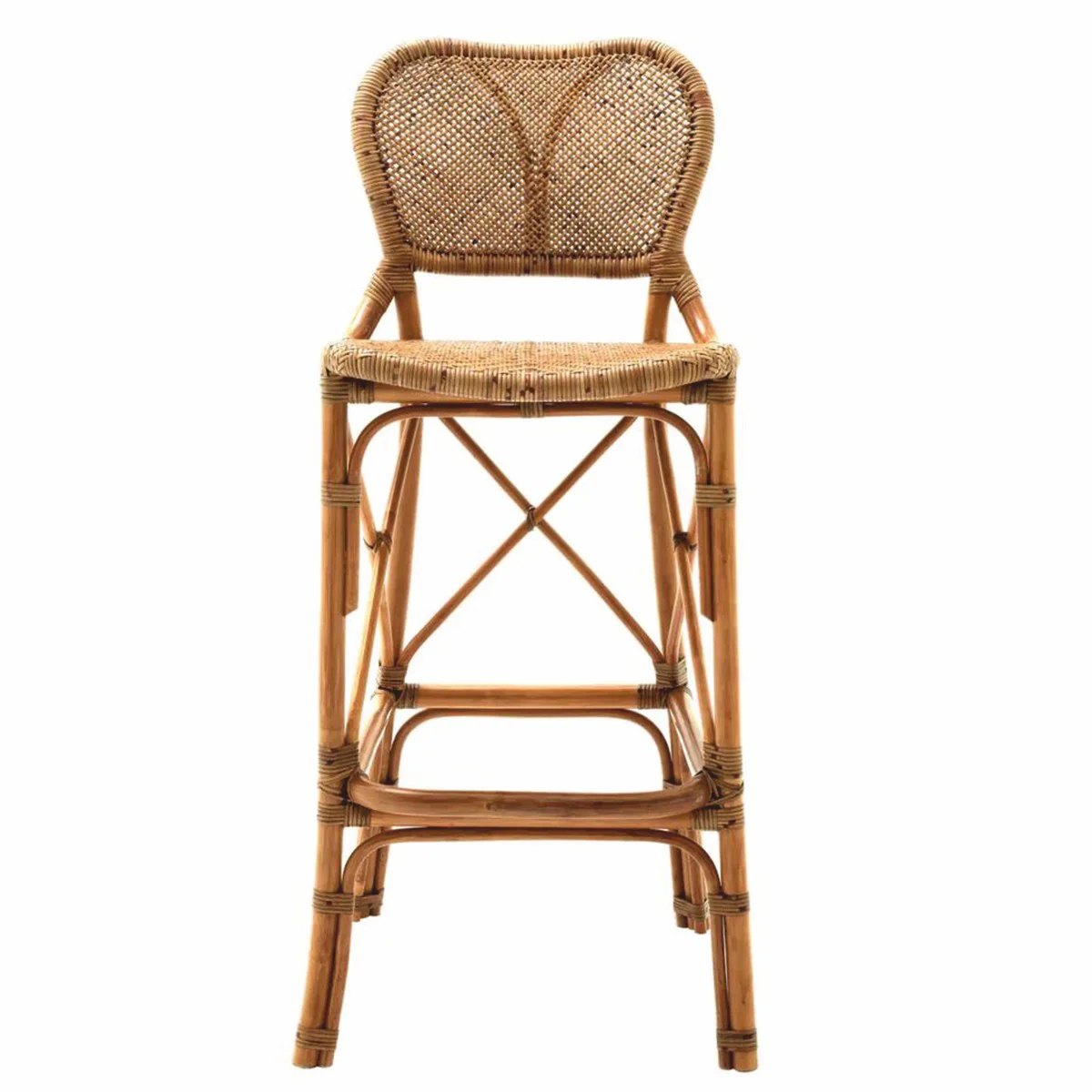 Luxus Rattan Barstuhl Braun H. 104,5 cm - Rattan Bar Möbel