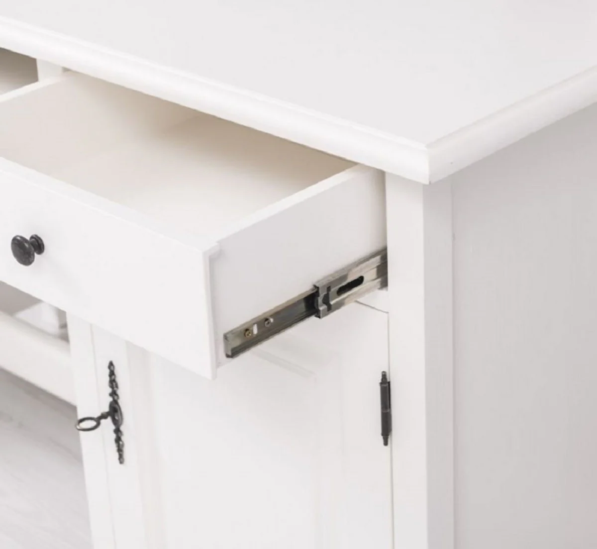 Landhausstil Schreibtisch Weiß 130 x 60 x H. 78 cm - Massivholz Sekretär im Landhausstil - Büro Möbel - Massivholz Möbel - Landhausstil Möbel