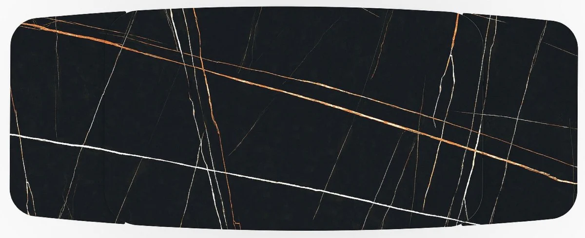 Luxus Esstisch mit gehärteter Glaskeramik Tischplatte Schwarz / Matt Schwarz 160-240 x 95 x H. 76 cm - Ausziehbarer Küchentisch - Esszimmer Möbel - Luxus Möbel