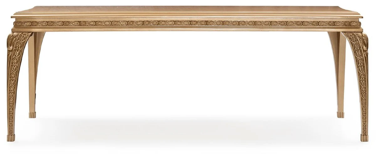 Luxus Barock Esstisch Gold - Rechteckiger Barockstil Küchentisch - Luxus Esszimmer Möbel im Barockstil - Barock Esszimmer Möbel - Barock Einrichtung