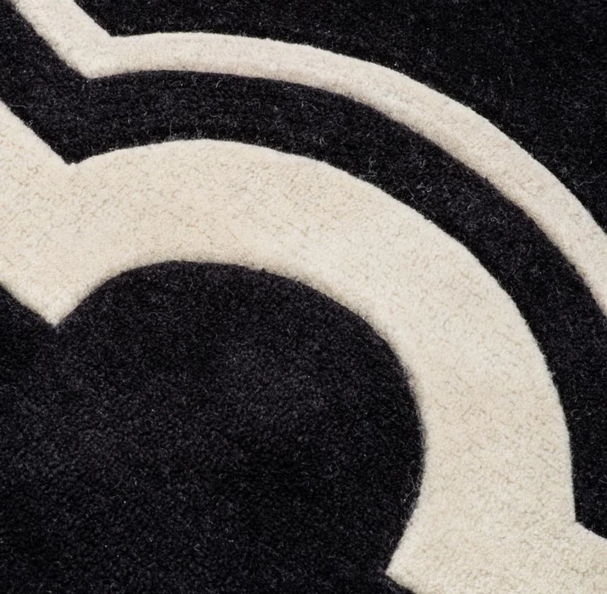Luxus Designer Teppich Schwarz / Weiß Durchmesser 280 cm - Limited Edition