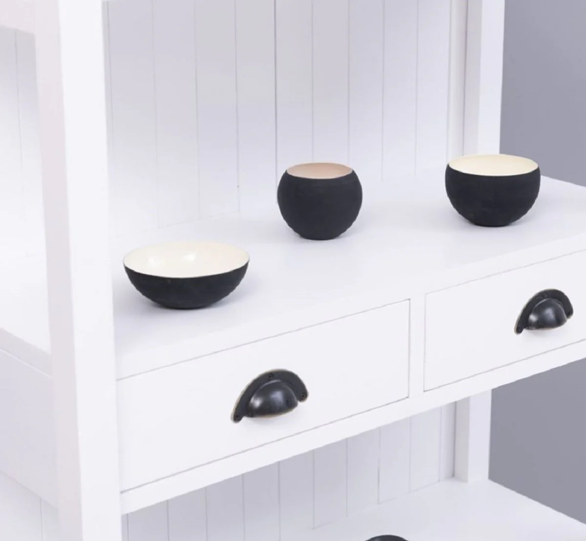 Landhausstil Schrank Weiß 91 x 39 x H. 197 cm - Landhausstil Esszimmer Schrank - Massivholz Möbel - Landhausstil Shabby Chic Möbel