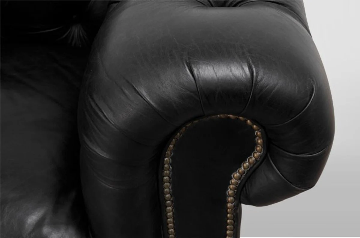 Chesterfield Luxus Echt Leder Sessel Vintage Leder von Old Saddle Black - Club Sessel