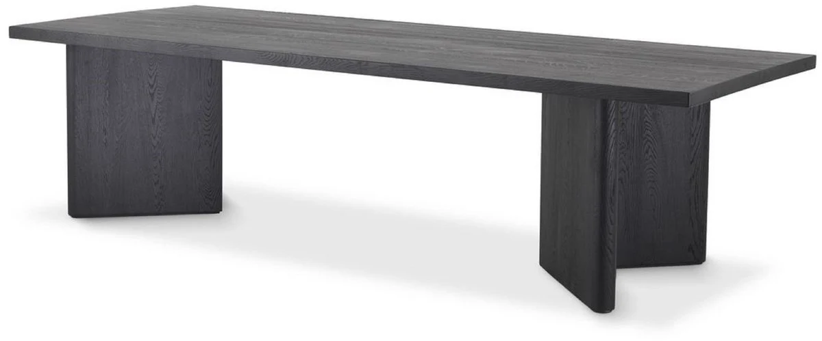 Luxus Massivholz Esstisch Schwarz 280 x 110,5 x H. 76 cm - Rechteckiger Eichenholz Küchentisch - Luxus Massivholz Esszimmer Möbel