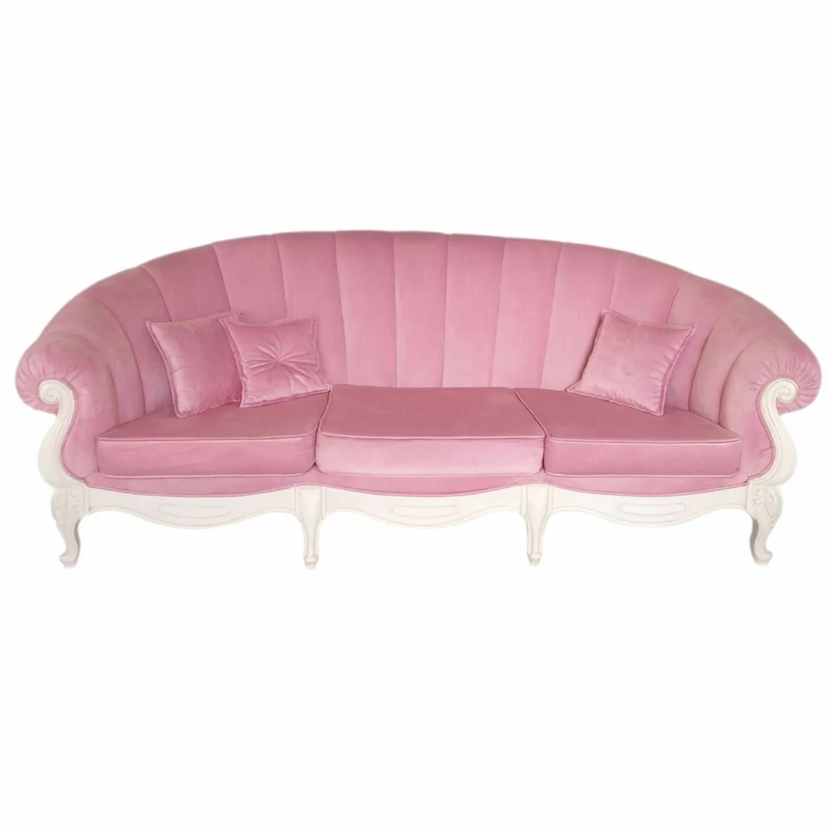 Luxus Barock Samt Sofa Rosa / Weiß 240 cm - Barockstil Möbel