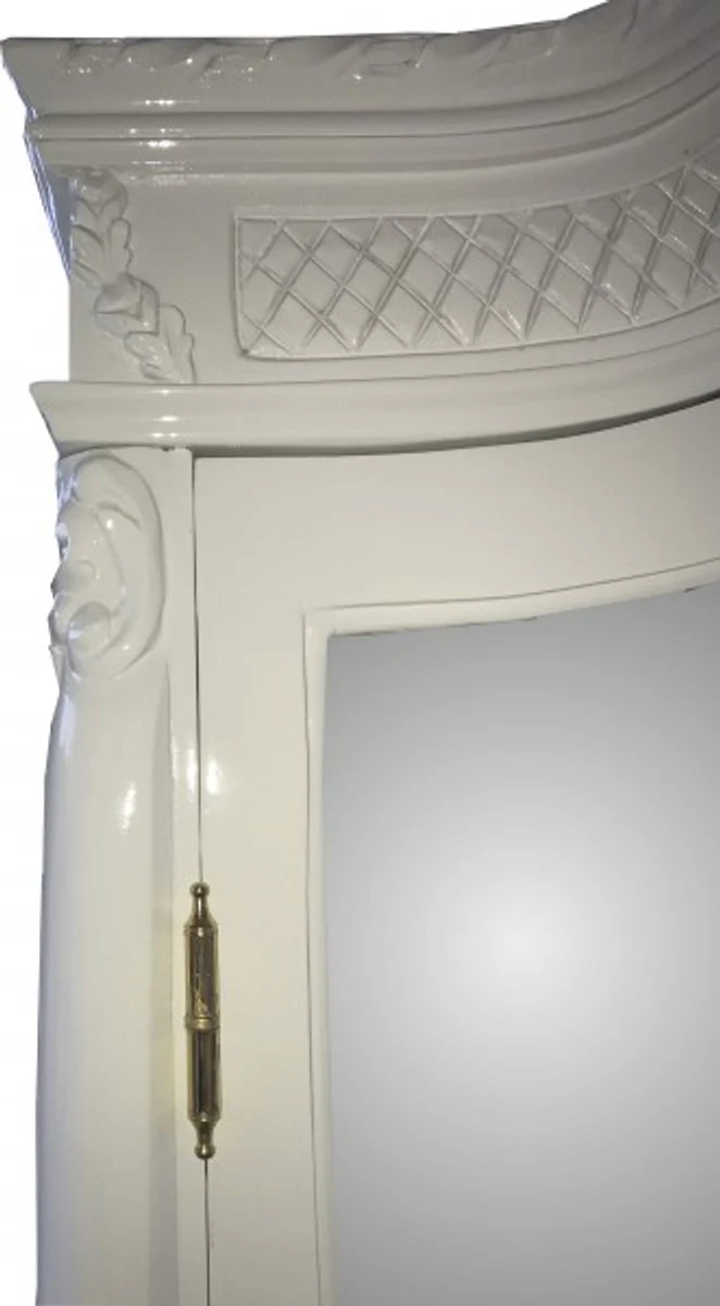 Barock Kleiderschrank Weiß Hochglanz B 110 x H 230 cm Schlafzimmer Schrank - Antik Stil