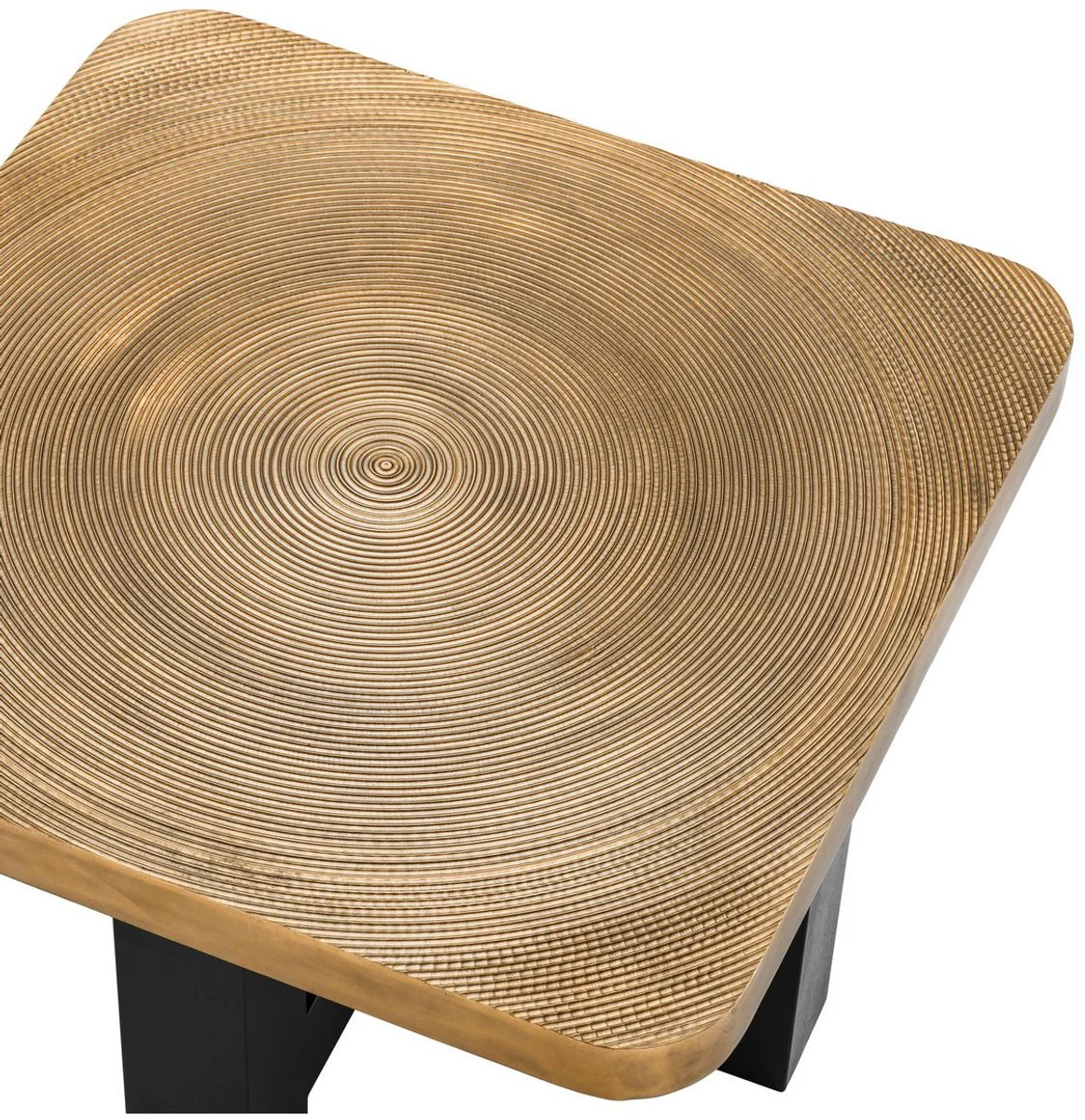 Luxus Couchtisch Messingfarben / Schwarz 64 x 64 x H. 40 cm - Luxuriöser Wohnzimmertisch mit Tischplatte im Baumscheiben Design - Luxus Wohnzimmermöbel