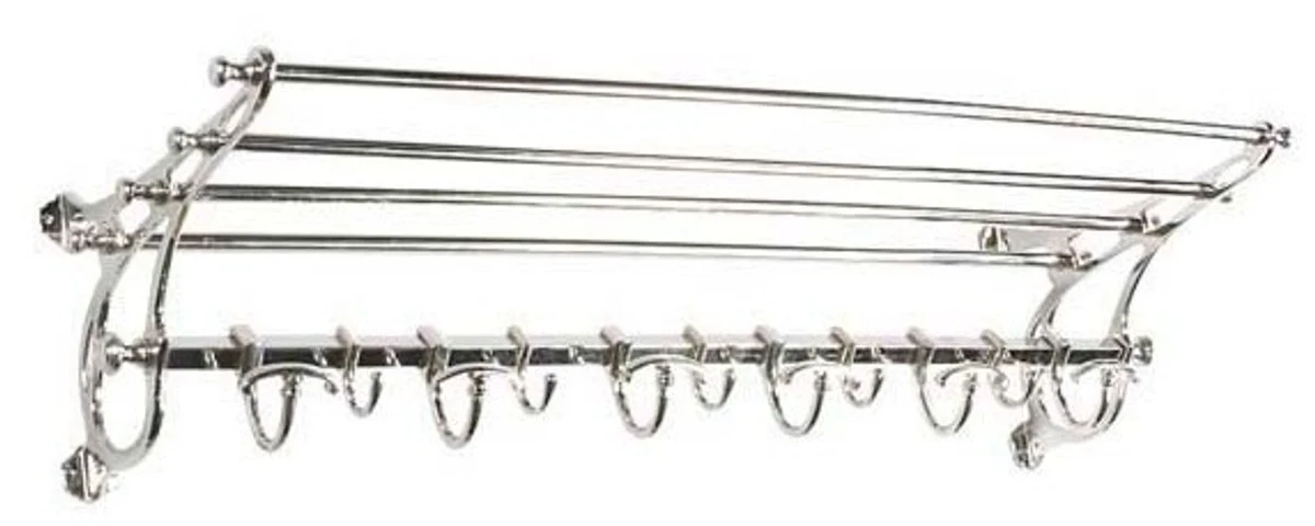 Französische Luxus Wandgarderobe vernickelt Edelstahl Silberfarben Garderoben Halter Mod Orleans - Garderobe Antik Stil Barock Jugendstil Hotel, Cafe Restaurant Möbel