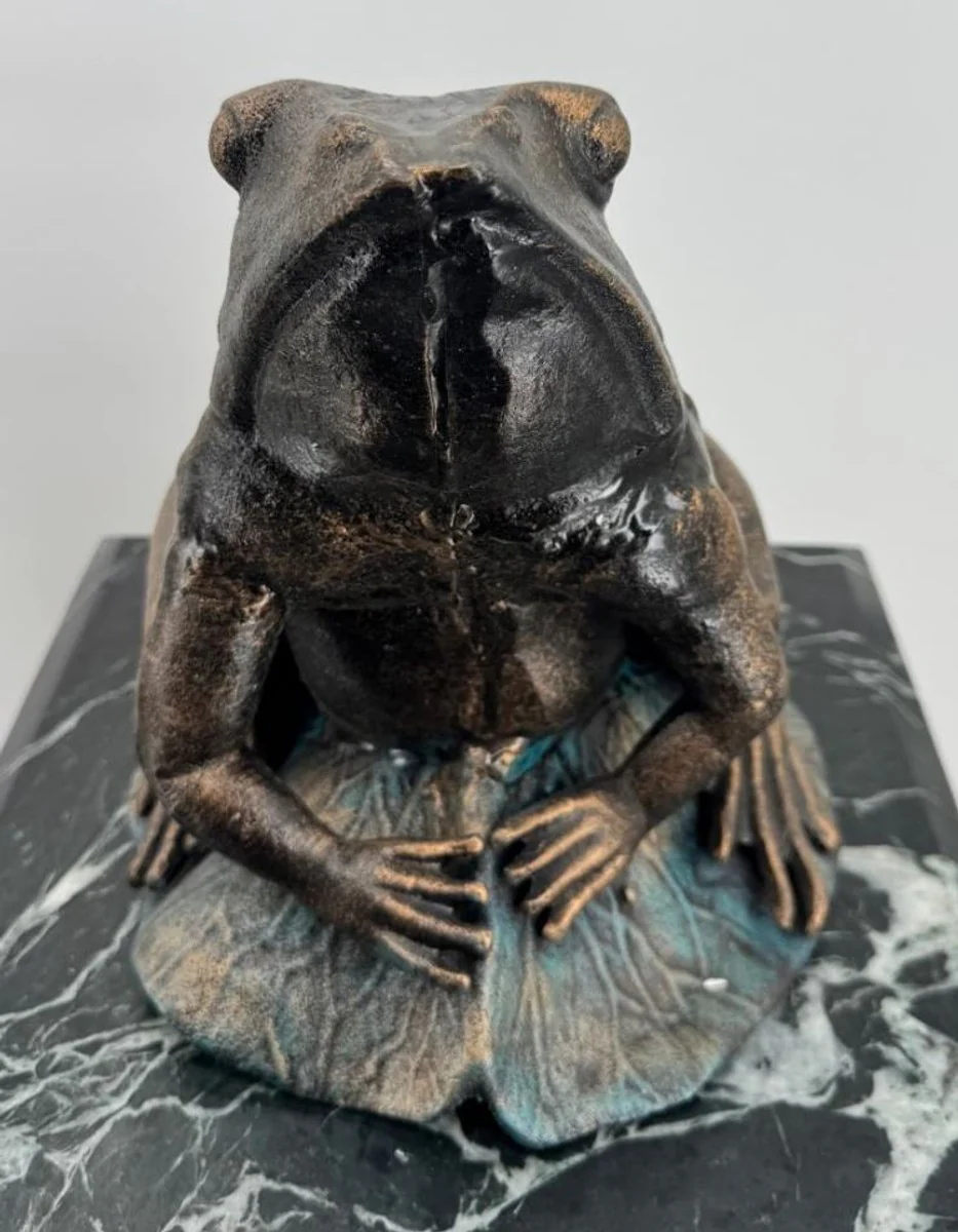 Gusseisen Deko Frosch Bronze / Türkis H. 24 cm - Deko Figur