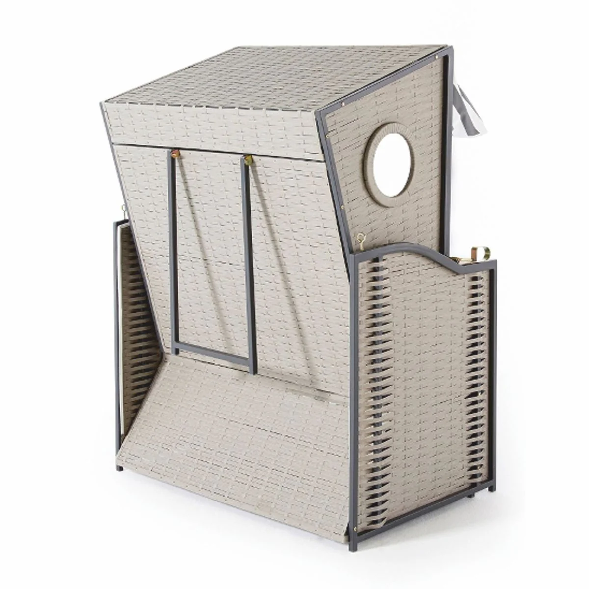 Strandkorb mit Dach Grau / Weiß 114 x 72 x H. 160 cm