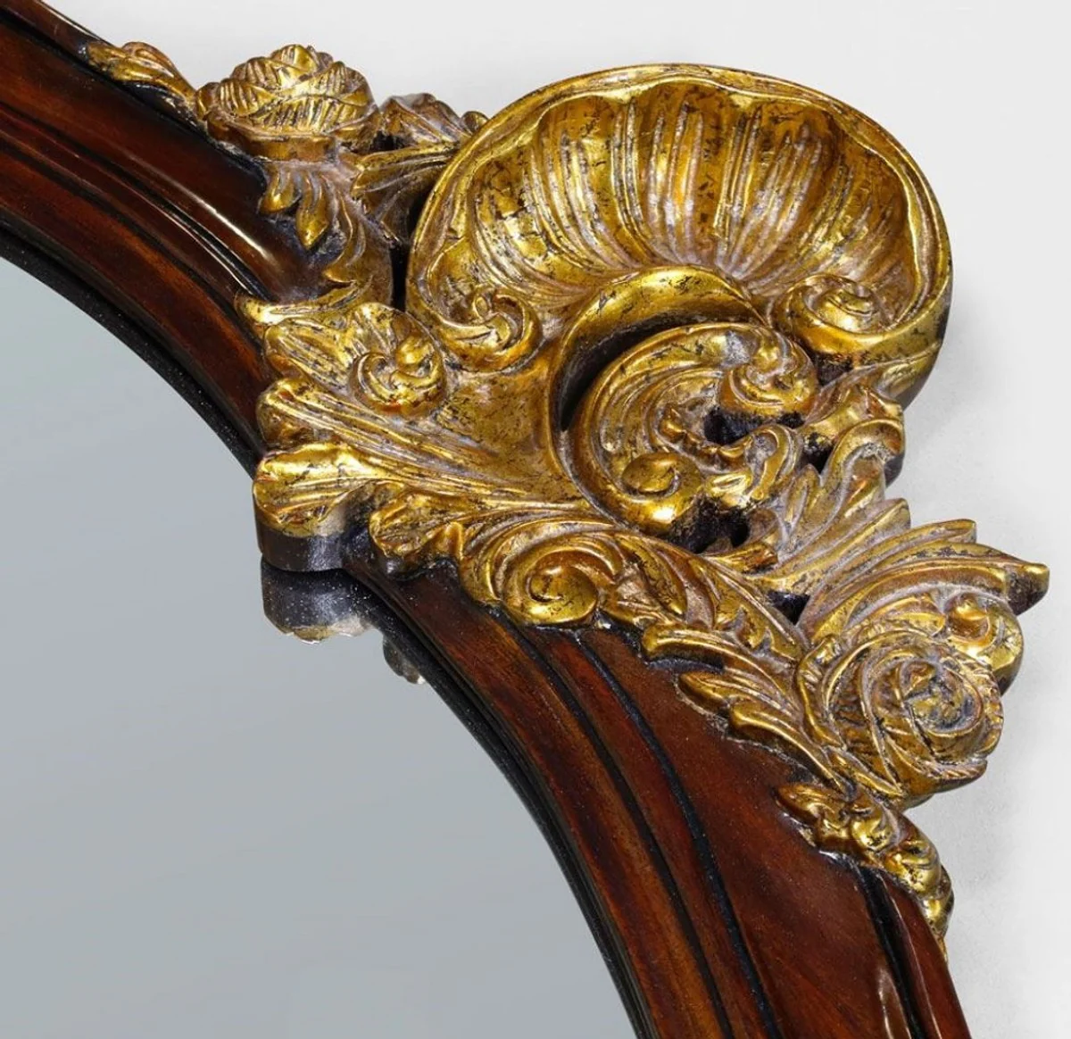 Luxus Barock Spiegel Dunkelbraun / Antik Gold - Prunkvoller Wandspiegel im Barockstil - Antik Stil Garderoben Spiegel - Wohnzimmer Spiegel - Barock Deko Accessoires - Edel & Prunkvoll