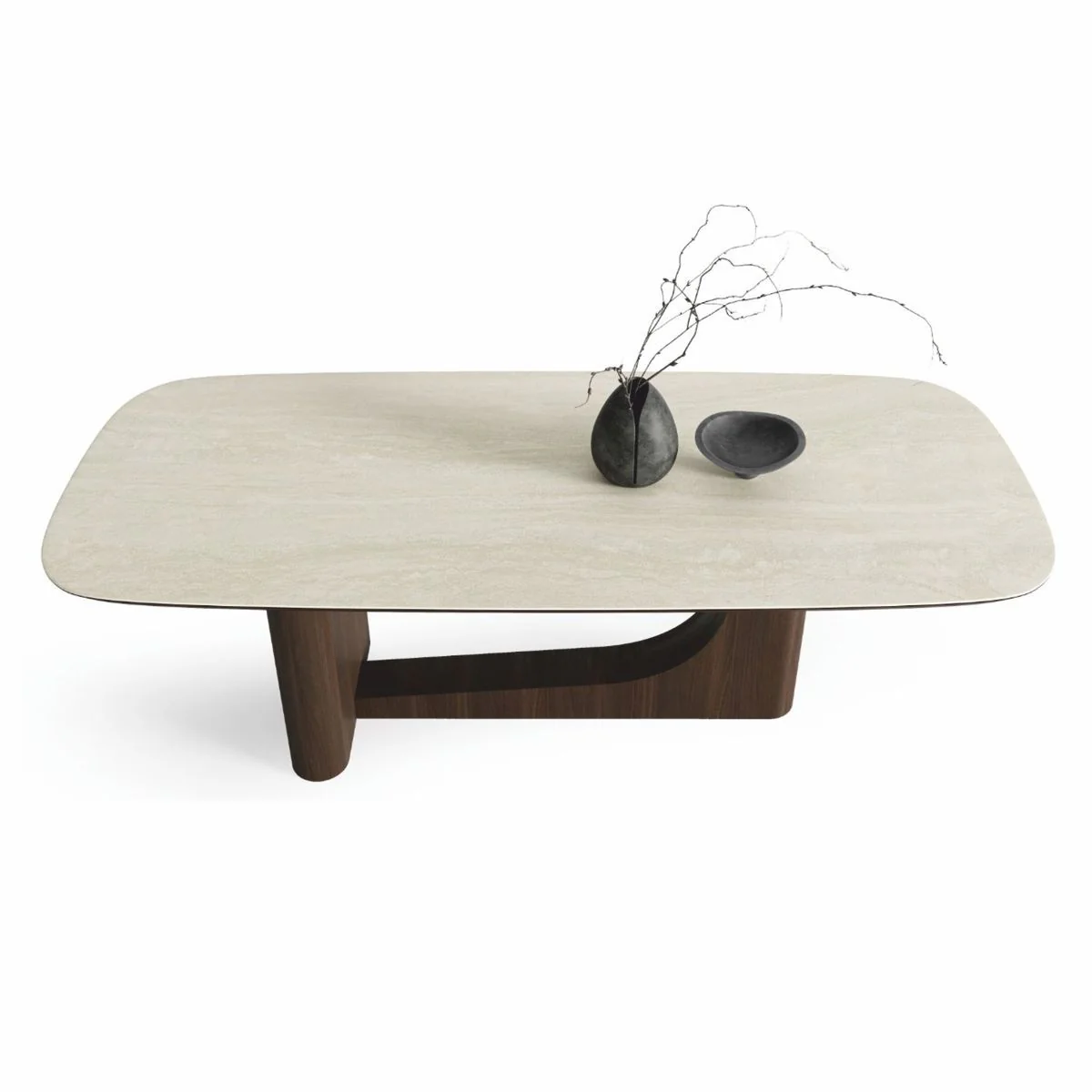 Luxus Esstisch mit Keramik Tischplatte Weiß / Dunkelbraun 230 cm