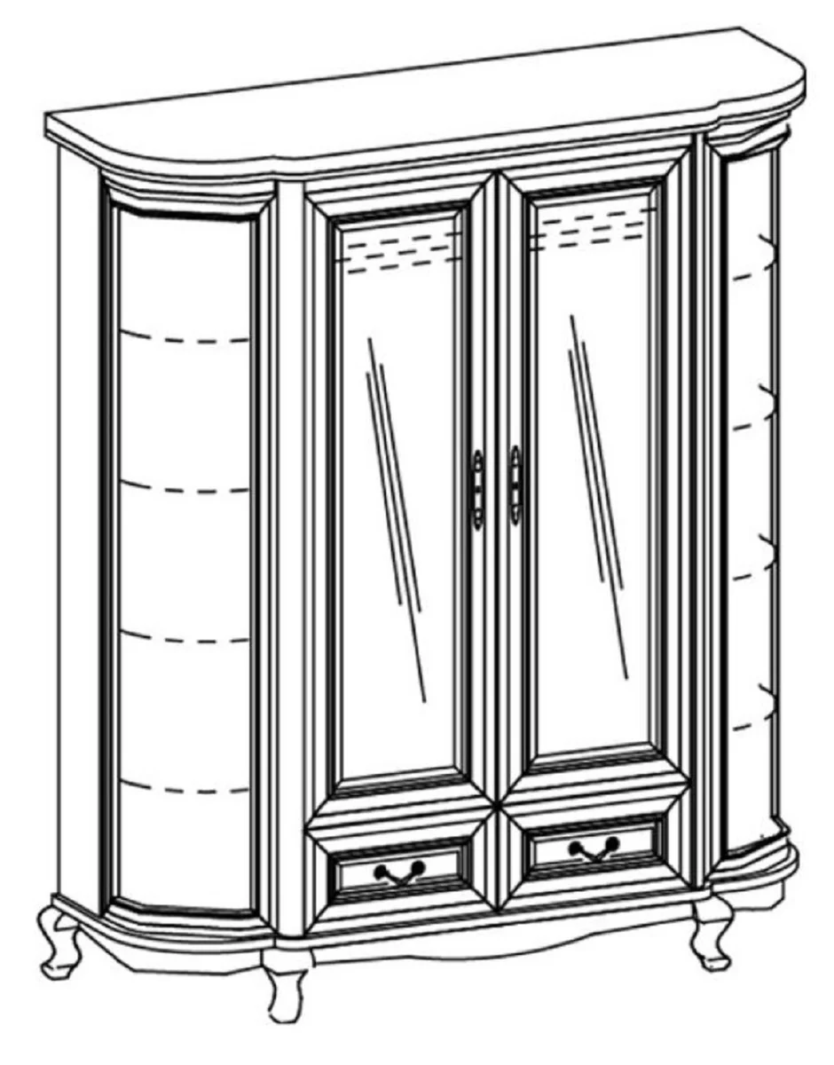 Luxus Barock Schlafzimmerschrank Creme / Gold 180,5 x 62,6 x H. 206,6 cm - Prunkvoller Kleiderschrank mit 4 Türen und 2 Schubladen - Schlafzimmermöbel