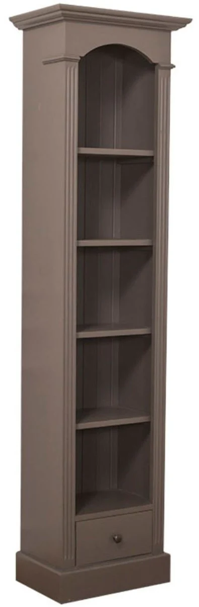 Landhausstil Regalschrank Dunkelgrau 50 x 33 x H. 190 cm - Massivholz Schrank mit 4 Regalen und Schublade - Landhausstil Möbel