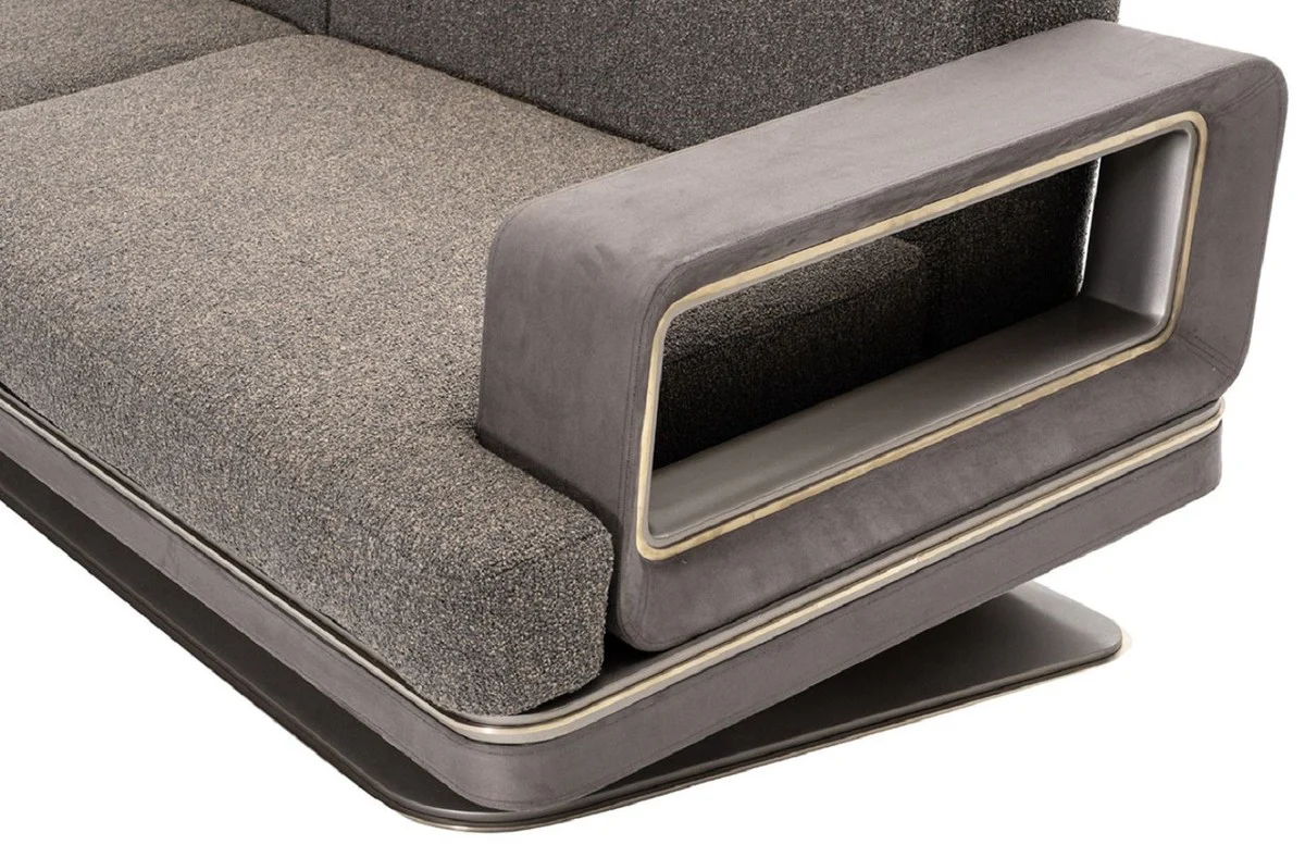 Luxus Sofa Grau / Silber 290 x 94 x H. 76 cm - Wohnzimmer Sofa - Hotel Sofa - Wohnzimmer Möbel - Wohnzimmer Einrichtung - Hotel Möbel - Luxus Möbel - Luxus Einrichtung