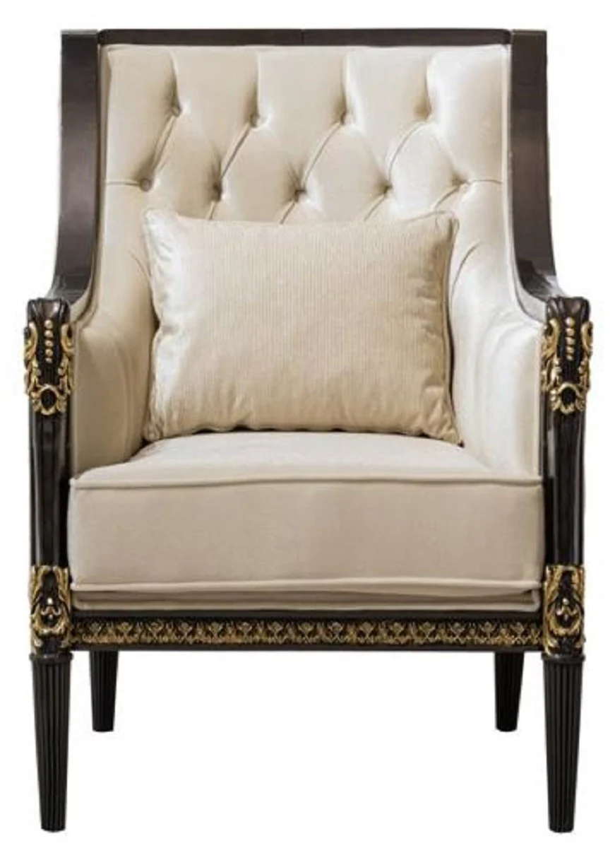 Luxus Barock Wohnzimmer Möbel Set Hellbraun / Creme / Dunkelbraun / Gold