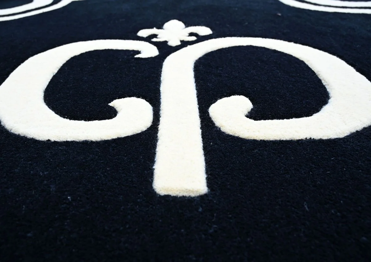 Luxus Barock Teppich Schwarz / Weiß - Verschiedene Größen