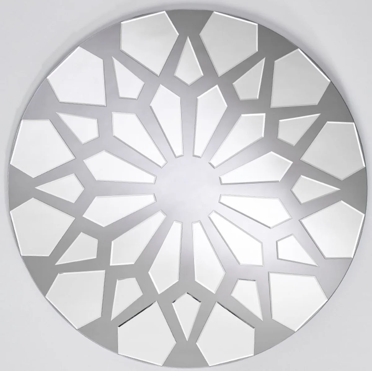 Designer Wandspiegel Grau Ø 100 cm - Moderner Design Spiegel - Garderoben Spiegel - Wohnzimmer Spiegel - Luxus Kollektion