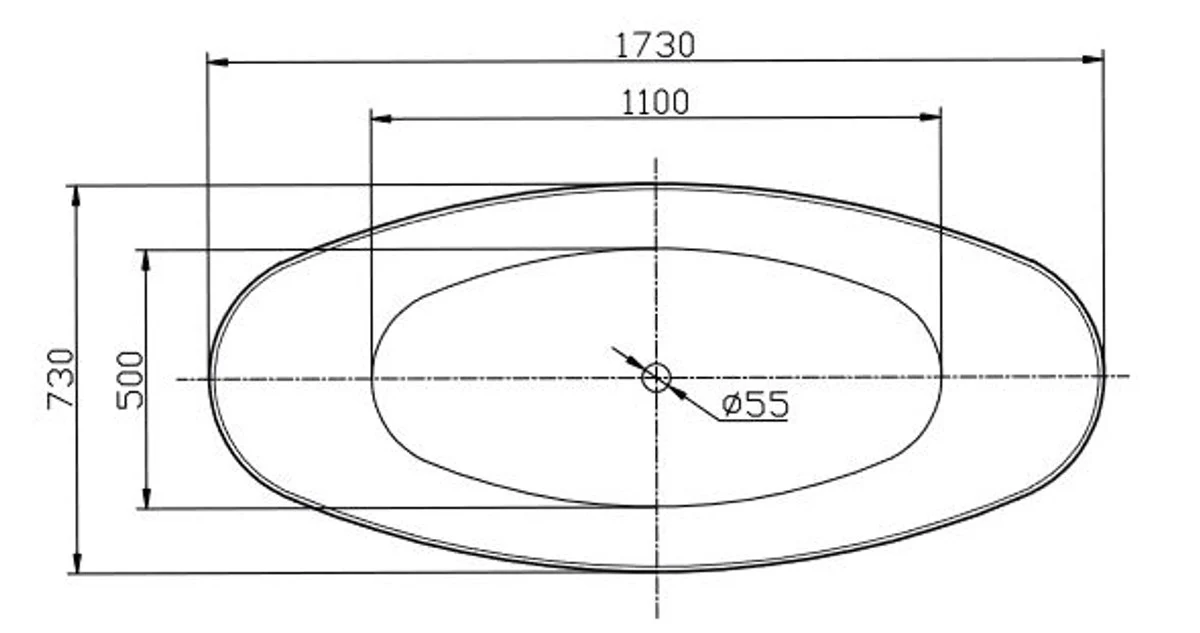 Freistehende Luxus Acryl Badewanne mit Marmoroptik Weiß 173 x 73 x H. 75 cm - Luxus Bad Accessoires - Luxus Kollektion