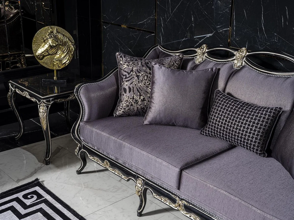 Luxus Barock Beistelltisch Schwarz / Gold - Handgefertigter Tisch im Barockstil - Barock Wohnzimmer Möbel - Edel & Prunkvoll