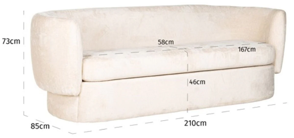Luxus Sofa Weiß 210 x 85 x H. 73 cm - Wohnzimmer Sofa - Wohnzimmer Möbel - Luxus Möbel - Wohnzimmer Einrichtung - Luxus Einrichtung - Luxus Qualität