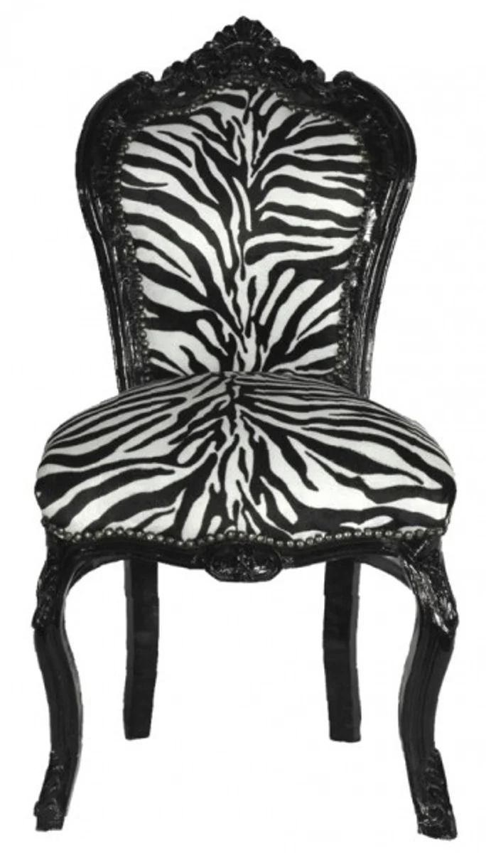 Barock Esszimmer Stuhl Zebra / Schwarz