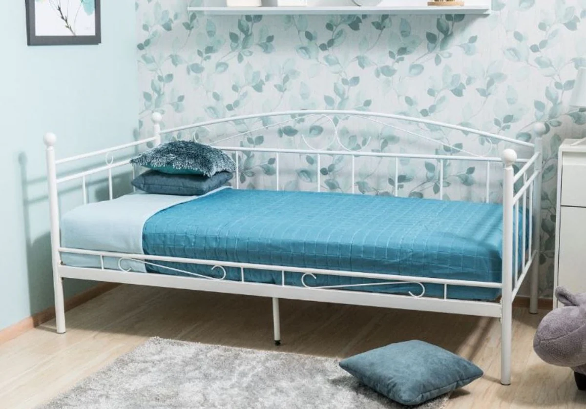 Landhausstil Bett 209 x 98 x H. 95 cm - Verschiedene Farben - Metall Einzelbett - Schlafzimmer Möbel im Landhausstil