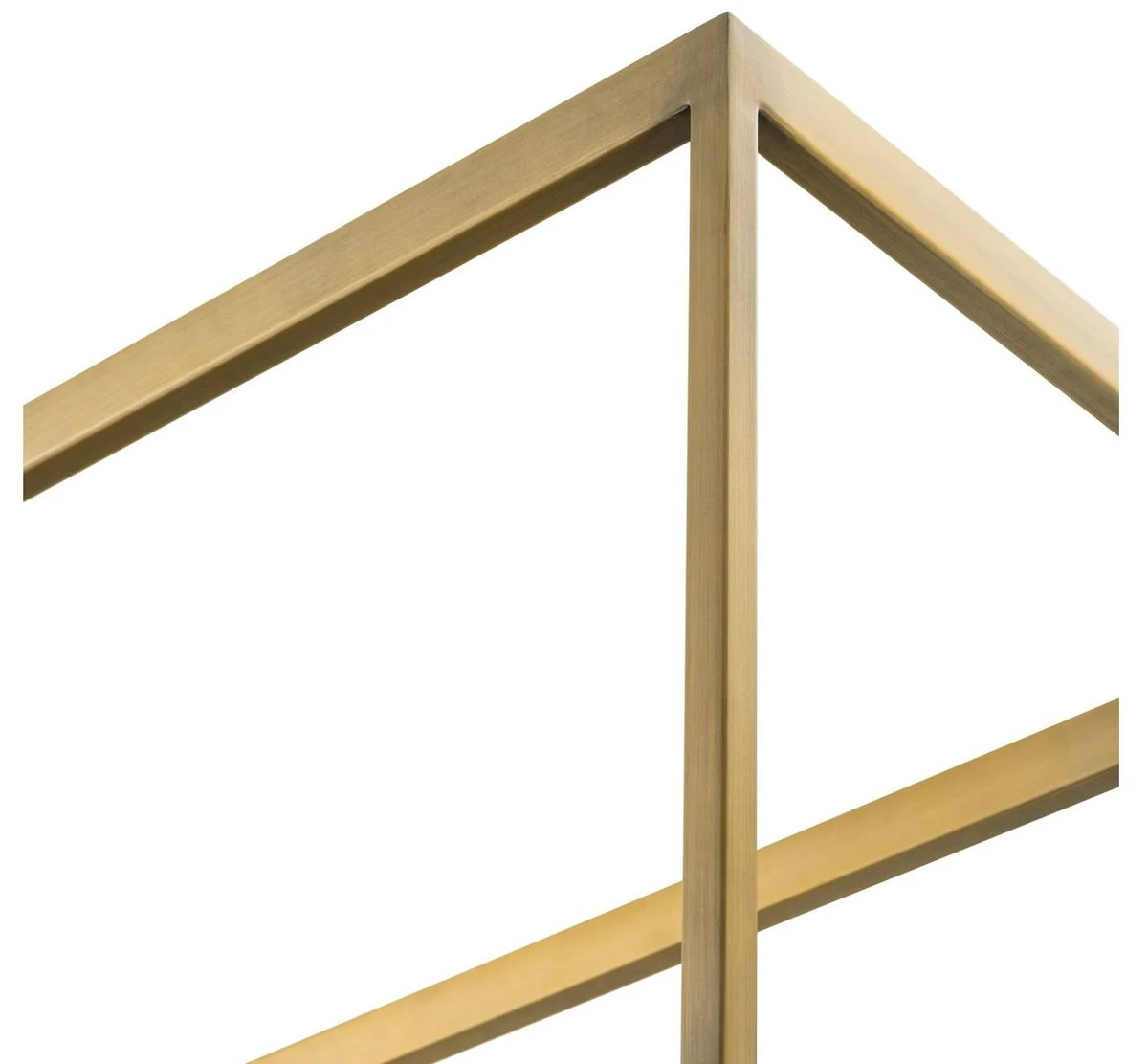 Luxus Regalschrank Messing / Grau 95 x 40 x H. 225 cm - Edelstahl Schrank mit 5 Glasregalen - Büromöbel - Wohnzimmermöbel