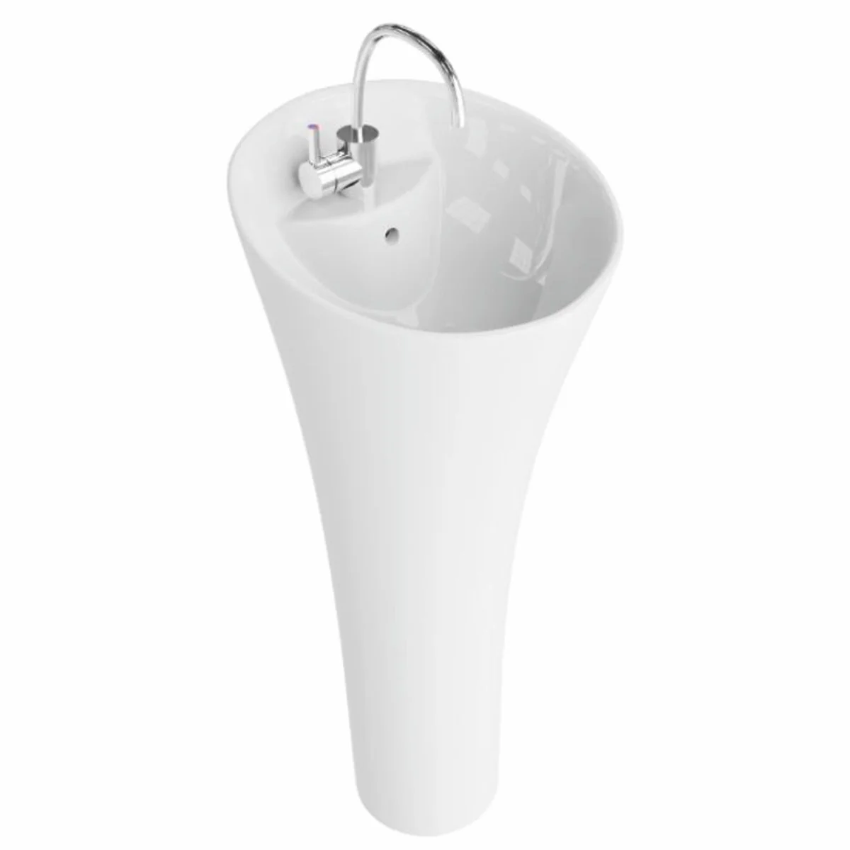 Luxus Waschbecken Hochglanz Weiß H. 95 cm - Freistehendes Waschbecken